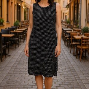 J. Jill Black and Gray Patterned Midi Dress